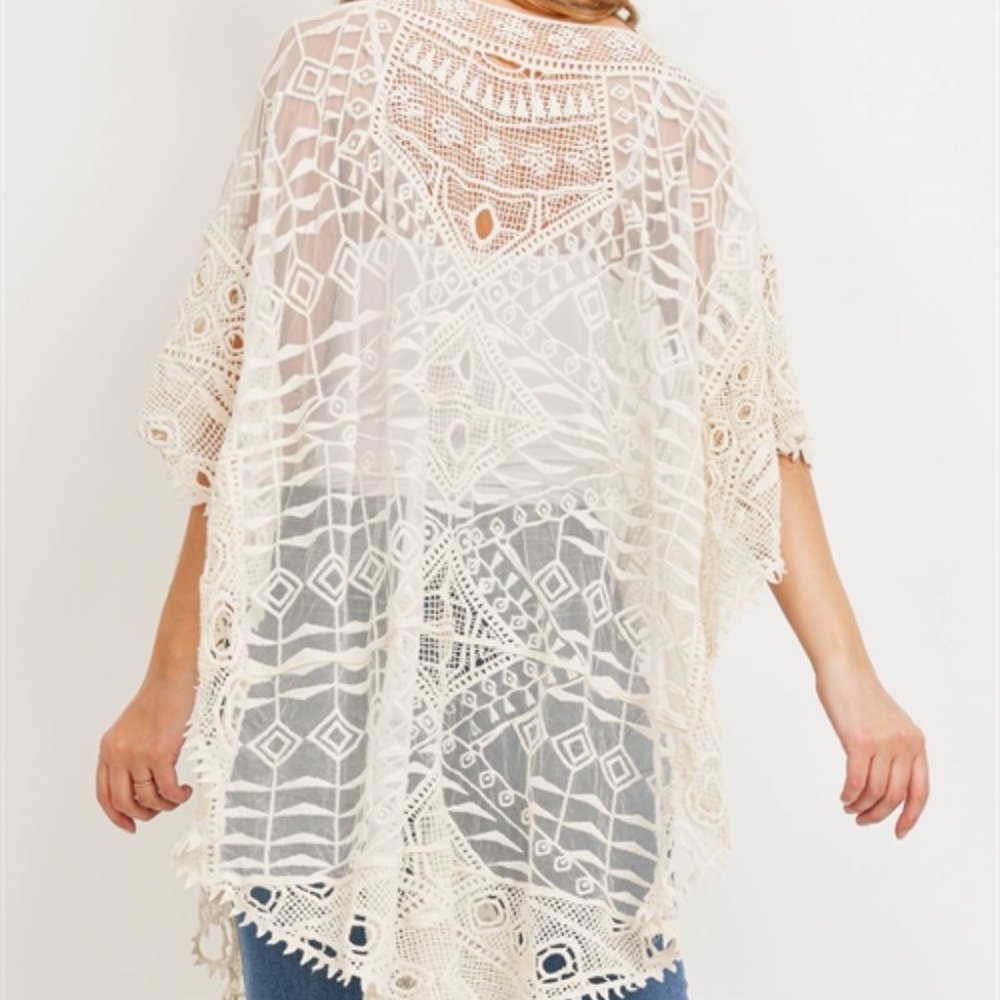#62 Ivory Embroidered Poncho - Picture 5 of 11